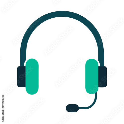 Teal Headset Illustration for Customer Service, Call Center, or Tech Support