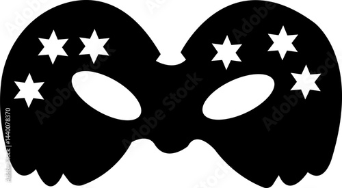 
Mask superhero carnival villain or burger vector icon set. Black masquerade costume eye mask silhouette hidden person face. Simple design incognito party masque shape template illustration. isolated 