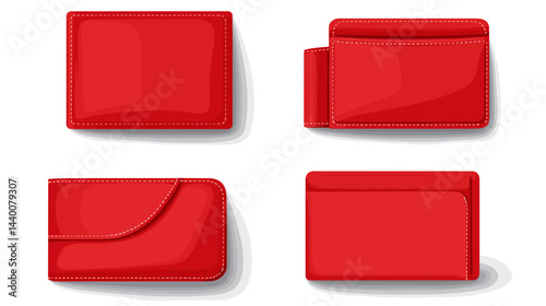 Red Leather Wallets: Multiple Views and Styles