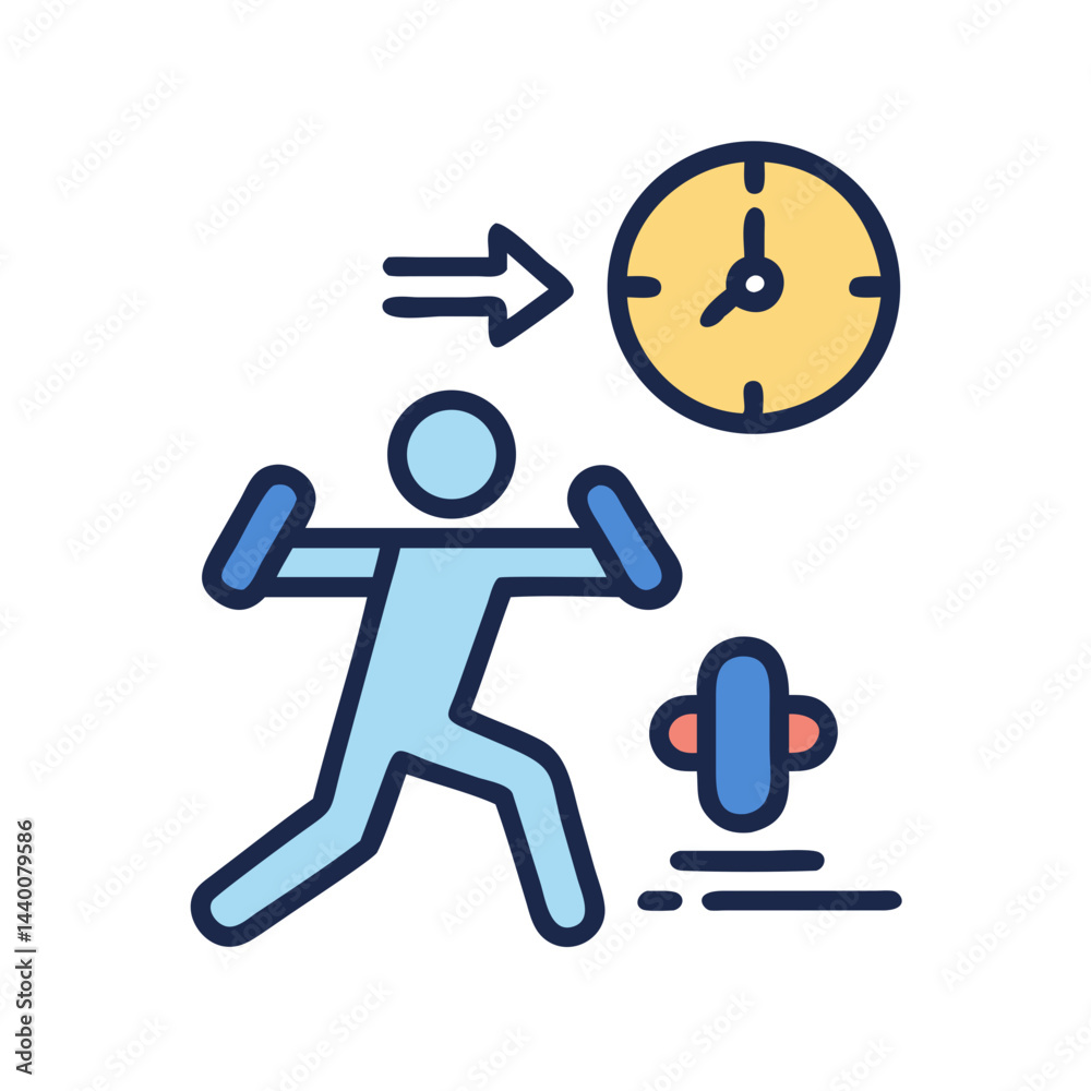 Time Management for Effective Workout: Icon Illustration for Fitness and Productivity Time Management for Effective Workout: Icon Illustration for Fitness and Productivity