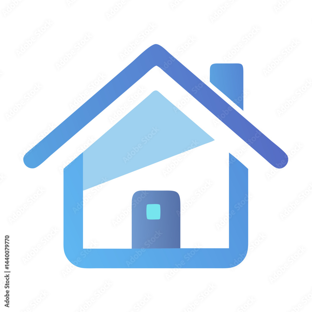 Blue Outline House Icon, Minimalist Home Design, Architecture and Real Estate Blue Outline House Icon, Minimalist Home Design, Architecture and Real Estate