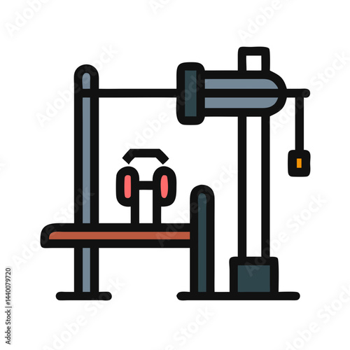Icon illustration of fitness equipment, chest press machine, vector illustration, isolated.
