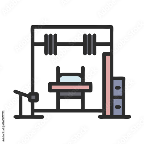 Weightlifting Bench Press Icon, Fitness Equipment, Gym Exercise, Workout Station
