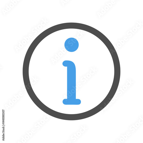 Information Icon with Circle in Blue and Gray, Modern Design