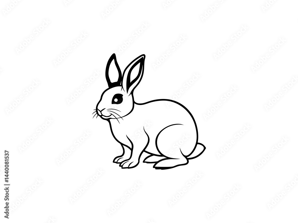 Minimalist Rabbit Line Drawings Adorable Bunny Outline Vector Collection Perfect for Coloring Books, Posters, and Children's Designs.