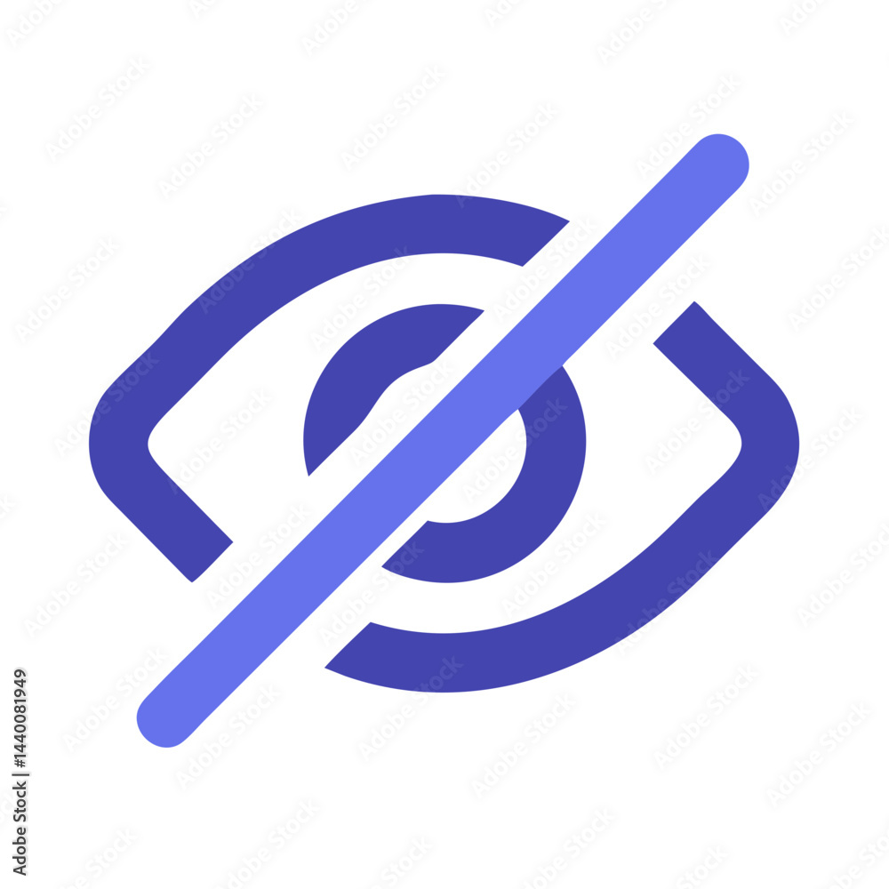 Privacy icon, hidden eye symbol in blue, web design element Privacy icon, hidden eye symbol in blue, web design element