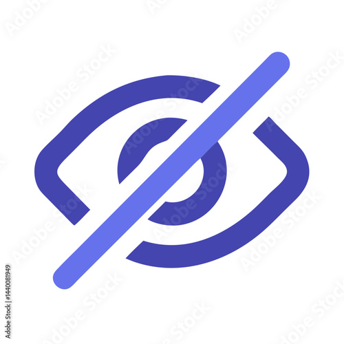 Privacy icon, hidden eye symbol in blue, web design element