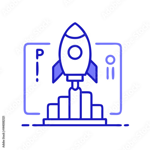 Blue Rocket Launch Icon Symbolizing Business Growth and Startup Success