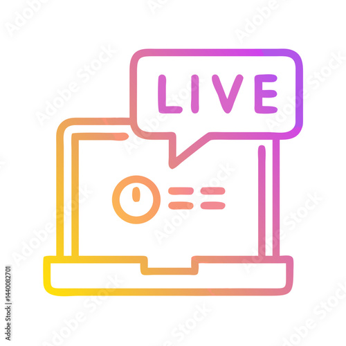 Gradient laptop with live stream and countdown icon for digital event