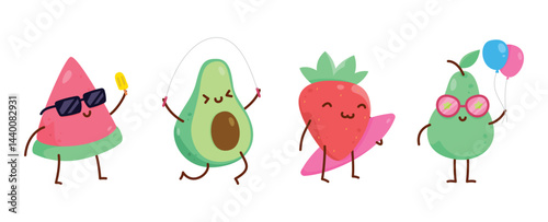 Collection of funny fruit characters