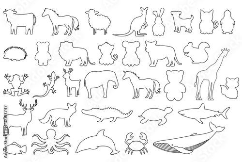 Wallpaper Mural Silhouettes of Various Animals Depicted in a Simple and Elegant Outline Design Format Torontodigital.ca