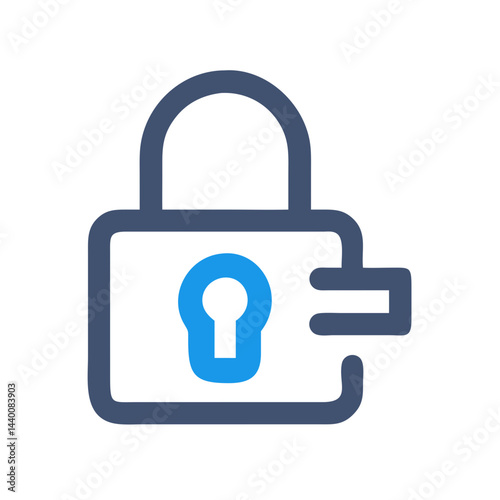 Unlock Icon: Modern Security and Access Concept, Dark Blue and Light Blue