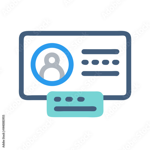 Stylized Profile Icon of Card with Information for User Interface Design
