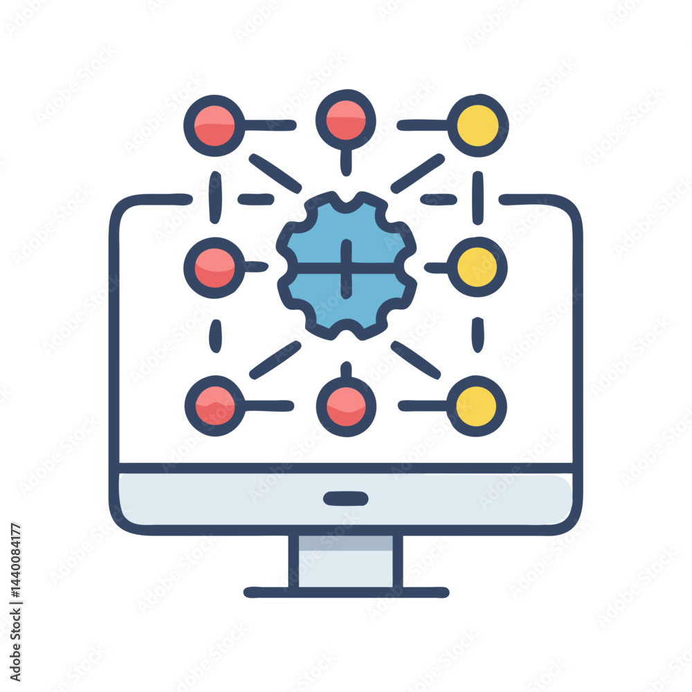 Network Connections on Computer Screen Illustrating Data and Digital Systems Network Connections on Computer Screen Illustrating Data and Digital Systems