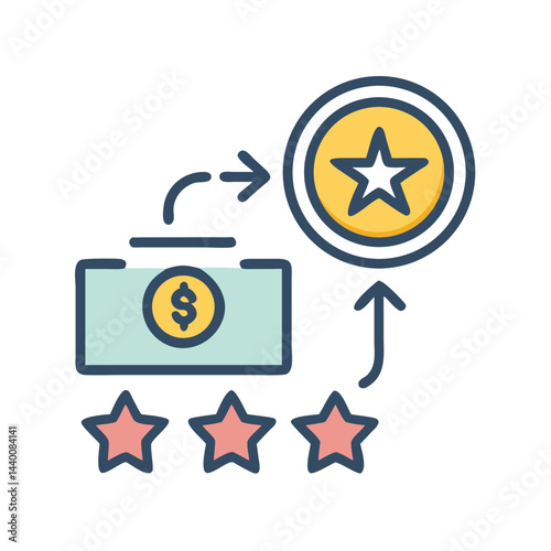 Earn Rewards and Recognition: Money, Stars, and Growth Icon Illustration