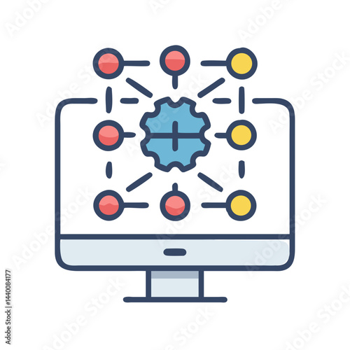 Network Connections on Computer Screen Illustrating Data and Digital Systems