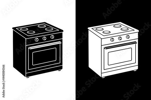 Simple Gas Stove Silhouette Editable Vector Icon.