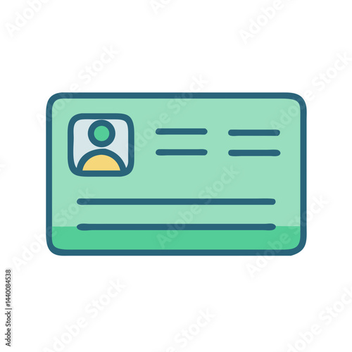 Identification Card Icon, Green ID Card Illustration, Vector Identity Card