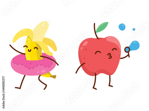 Collection of funny fruit characters