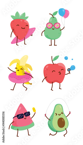 Collection of funny fruit characters