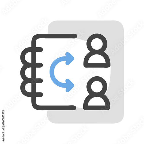 Contact List Synchronization: People icon with circular arrow and address book