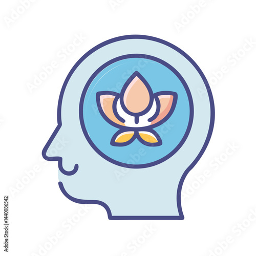 Mindfulness and Mental Wellbeing: A Head with a Flower Symbol