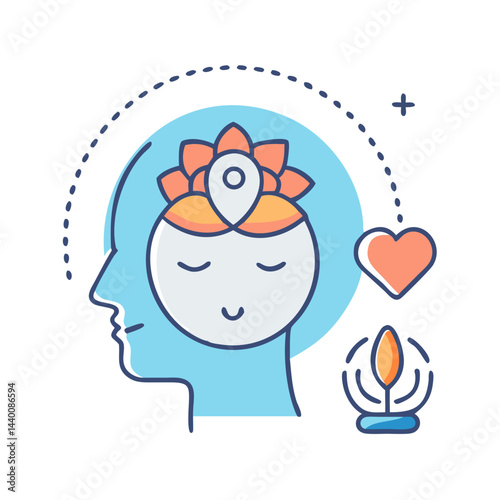 Mindfulness, Inner Peace, and Spiritual Growth Illustration for Wellness and Meditation