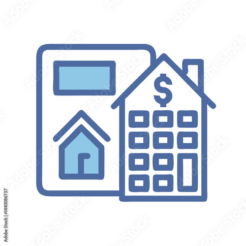 Mortgage Calculator Icon: Real Estate Finance, Home Loan Cost Estimation
