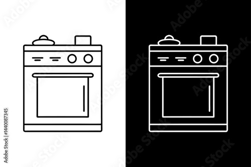 Gas Stove Icon Black Silhouette on White Background.