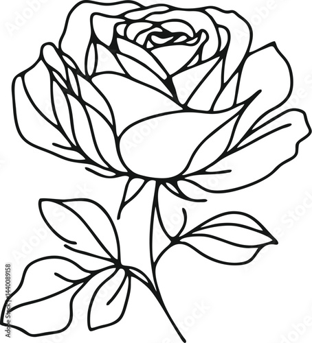 Graphic Minimalist Rose Flower Head with Abstract Modern Design Elements