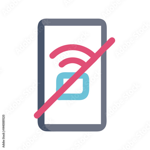 Cell Phone No Signal Icon, Mobile Network Disconnected, Communication Failure