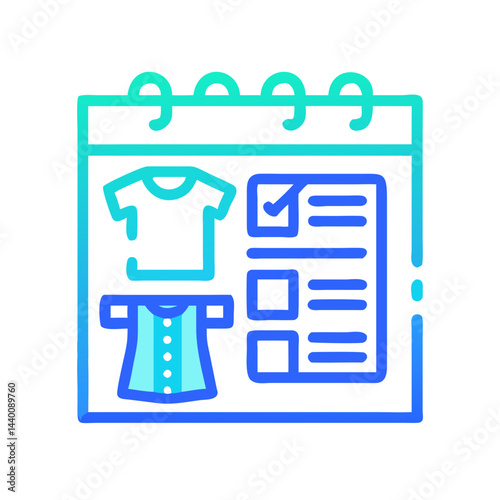 Wardrobe Planning Calendar Icon: Clothing Checklist and Schedule Management