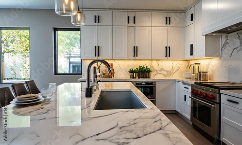 modern kitchen interior with kitchen furniture