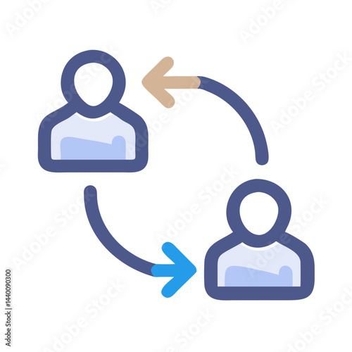 Teamwork Icon: Data Exchange, Communication, Collaboration, and Process Management