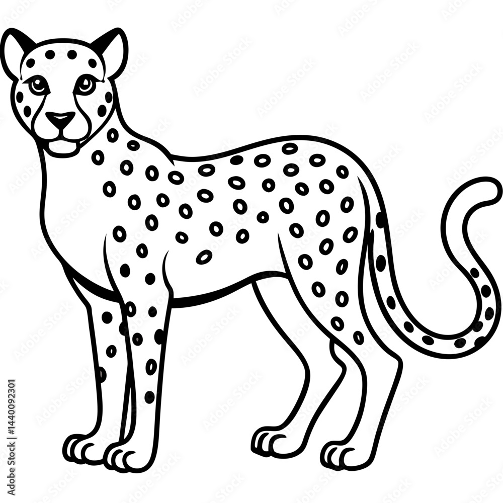 Fototapeta premium Modern Cheetah Vector Line Drawing