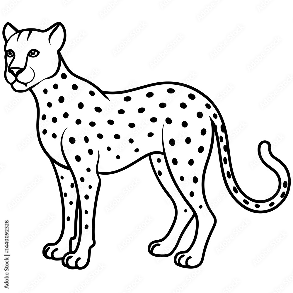 Fototapeta premium Modern Cheetah Vector Line Drawing