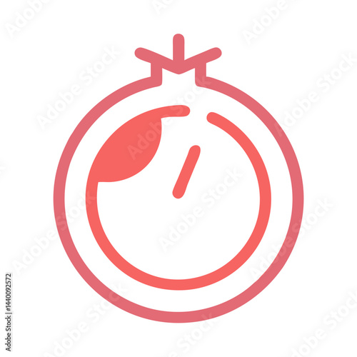 Modern pomegranate icon with clock hands, simple and elegant on black