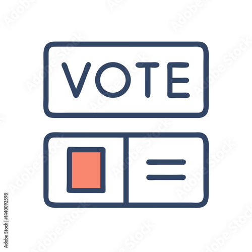Vote Icon for Election and Democracy, Simple Outline Illustration on Black Background