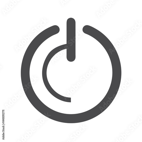 Simple Gray Power Button Icon on Black Background for Modern Design