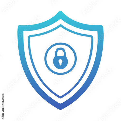 Security Shield Icon with Lock, Modern Gradient Design on Black Background