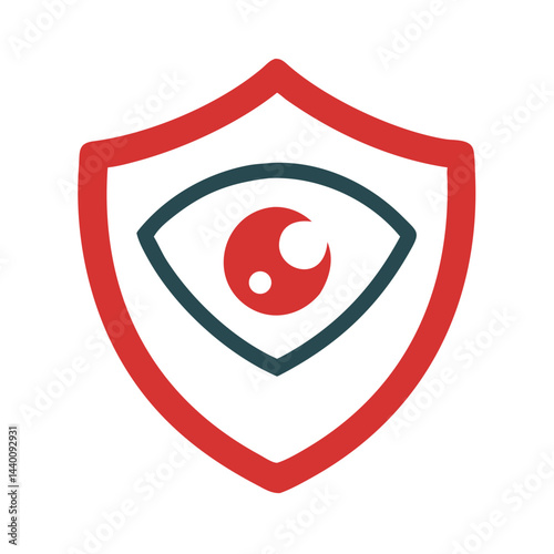 Cybersecurity shield logo with eye for data protection and privacy