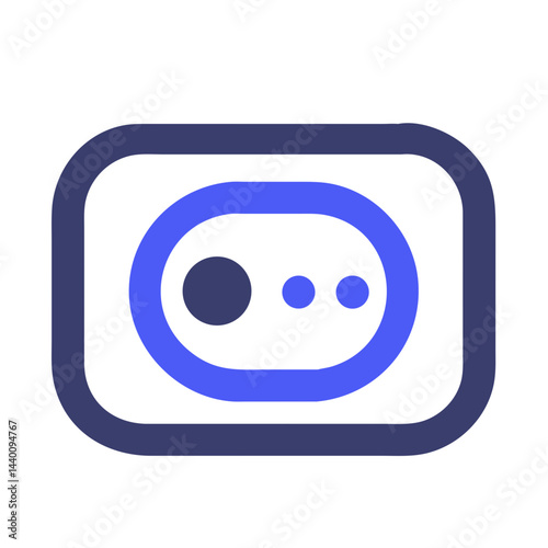Messaging App Icon with Rectangular Border and Dots in Blue Color