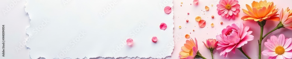 Fototapeta premium Cut out piece of white paper with irregular edges, craft, handmade, creative