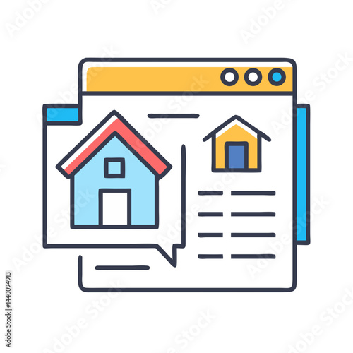 Online Real Estate Listing Concept: House Search, Property Information on Website