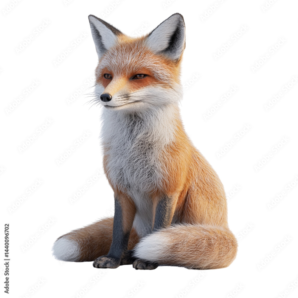 Fototapeta premium Full-body fox, isolated on a transparent background
