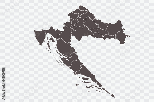 Croatia Map Minimalist High-Quality PNG Ash Color on Transparent Background Perfect for presentations infographics educational materials and graphic design projects