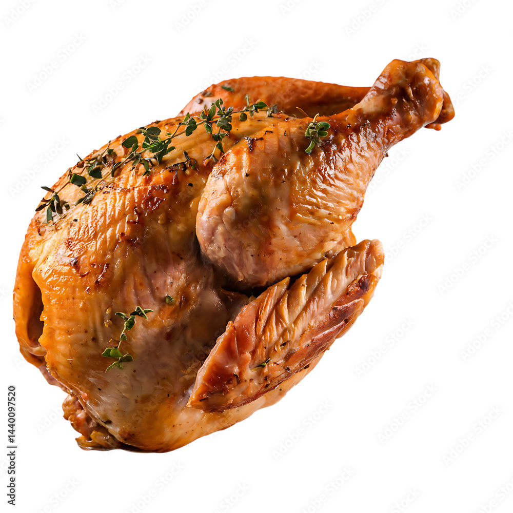 Roast chicken isolated on transparent background