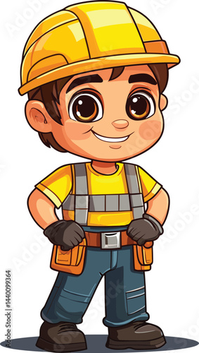 cartoon builder with helmet