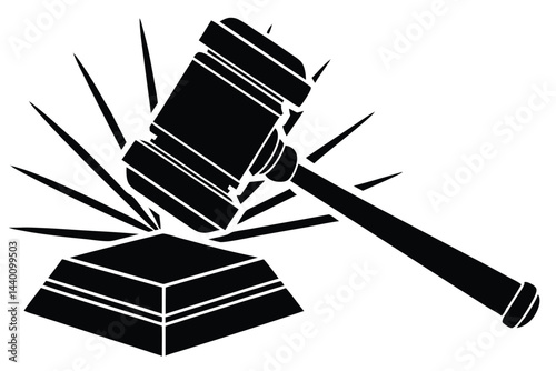Gavel striking sound block vector illustration justice legal system court concept