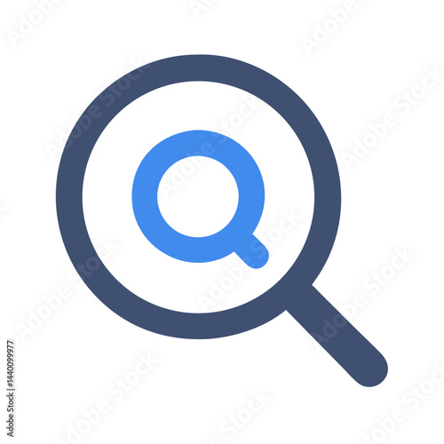 Blue Magnifying Glass Icon on Black Background for Search Functionality